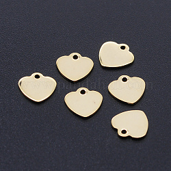 201 Stainless Steel Laser Cut Charms, Blank Stamping Tag, Heart, Golden, 9.5x9.5x1mm, Hole: 1.2mm