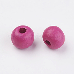 Natural Wood Beads, Dyed, Round, Camellia, 8x7mm, Hole: 2~3mm, about 2770pcs/500g