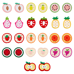 SUPERFINDINGS 26Pcs 13 Styles Opaque Resin Fruits Decoden Cabochons, with 50Pcs Acrylic Double-sided Glue Point Dots, Apple & Strawberry & Heart, Mixed Shapes, Mixed Color, 20~27.5x17~25x5.5~8mm, 2pcs/style