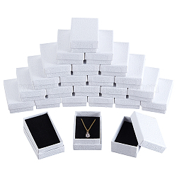 NBEADS 24 Pcs White Texture Cardboard Jewelry Boxes, 3.2x2