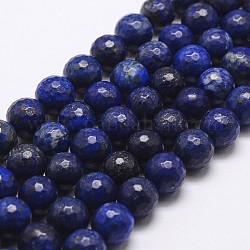 Abalorios de lapislázuli naturales hebras, teñido, facetados, redondo, 12mm, agujero: 1 mm, aproximamente 31 pcs / cadena, 14.9 pulgada ~ 15.1 pulgadas