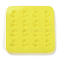 DIY 16 Holes Ice Pop Molds Food Grade Silicone Molds, for DIY Cake, Candy & Chocolate Molds, Epoxy Resin Jewelry Making, Duck Shape, Yellow, 174x174x12mm, Inner Diameter: 31x26mm
