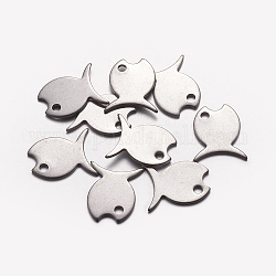 Original Color Blacnk Stamping Tag Fish Charms 304 Stainless Steel Pendants, 14.5x12.5x1mm
