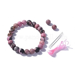 Bracelets extensibles en perles de rhodonite naturelles, mat, boite d'emballage, 2-1/8 pouce (5.3 cm)