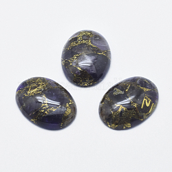 Natural Amethyst Cabochons, with Silver Line, Flat Oval, 25~26x18~19x6~6.5mm