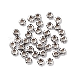 Perles en 304 acier inoxydable, disque / plat rond, couleur inoxydable, 4x2mm, Trou: 1.5mm