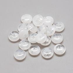 Acrylic Beads, Imitation Gemstone Style, Two Tone Color, Rondelle, Clear & White, 10x5.5mm, Hole: 2mm, about 1460pcs/500g