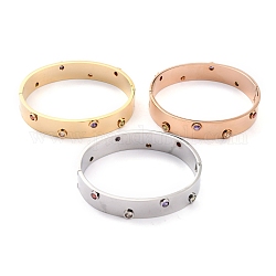 Bracelets en 304 acier inoxydable, avec strass, colorées, couleur mixte, diamètre intérieur: 2-1/4x1-7/8 pouces (5.85x4.8 cm)