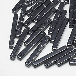 Connettori sintetici turchese maglie, tinto, cuboide, nero, 30x4x4mm, Foro: 1 mm