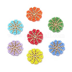 Perle di semi giapponesi fatte a mano, modello telaio, fiore, colore misto, 18~18.5x2mm