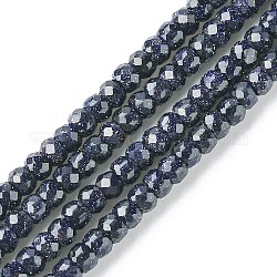 Chapelets de perles en pierre d'or bleue synthétique, facette, rondelle, 3x2mm, Trou: 0.7mm, Environ 172 pcs/chapelet, 14.96 pouce (38 cm)