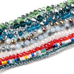 Perles en verre à facettes, rondelle, couleur mixte, 2.5~12x1.5~8mm, Trou: 0.5~1.5mm, Environ 68~200 pcs/chapelet, 13.66 pouce ~ 23 pouces (34.7~58.4 cm)
