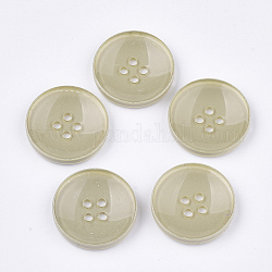 4-Hole Acrylic Buttons, Flat Round, Light Khaki, 25x4.5mm, Hole: 2mm
