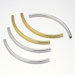 Perles de tube de laiton courbées, couleur mixte, 50x3mm, Trou: 2mm