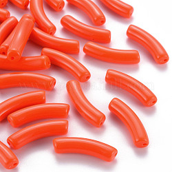 Opake Legierung Perlen, gebogenes Rohr, orange rot, 32x9.5x8 mm, Bohrung: 1.8 mm