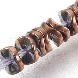 Electroplated Non-magnetic Synthetic Hematite Bead Strand, Wavy Disc, Copper Plated, 4x1.5mm, Hole: 0.8mm, about 394pcs/strand, 15.7 inch(40cm)
