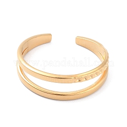 Placcatura ionica (ip) 304 anello per polsino aperto a doppia linea in acciaio inossidabile per donna, oro, diametro interno: 17.3mm