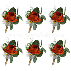Ramilletes de rosas de imitación de tela de seda, broches en el ojal, para la boda, decoraciones de fiesta, cereza, 120~130x110~145x45mm