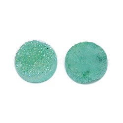Galvanisieren natürlichen druzy Kristall cabochons, Flachrund, gefärbt, mittlerer Aquamarin, 8x3~6 mm