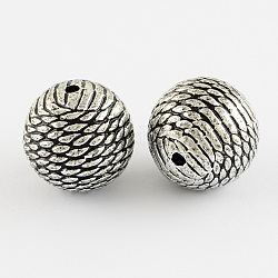 Round Antique Acrylic Beads, Antique Silver Plated, 20mm, Hole: 2mm, about 120pcs/500g