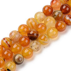 Perles de sardoine naturel brins, teints et chauffée, ronde, or, 10mm, Trou: 1mm, Environ 38 pcs/chapelet, 14.96 pouce (38 cm)