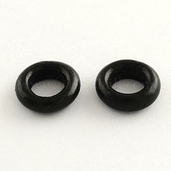 Donut Wooden Linking Rings, Dyed, Lead Free, Black, 15x4mm, Hole: 8mm