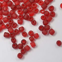 Abalorios de la semilla de cristal, colores esmerilado, redondo, rojo, 2mm