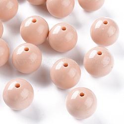 Perles acryliques opaques, ronde, peachpuff, 20x19mm, Trou: 3mm, environ 111 pcs/500 g