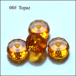 Imitazione branelli di cristallo austriaco, grado aaa, sfaccettato, rotondo e piatto, arancione, 8x3.5mm, Foro: 0.9~1 mm