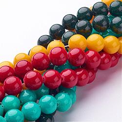 Chapelets de perles rondes en jade de Mashan naturelle, teinte, couleur mixte, 10mm, Trou: 1mm, Environ 41 pcs/chapelet, 15.7 pouce