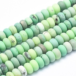 Natural Green Grass Agate Beads Strands, Frosted, Rondelle, 8x4~5mm, Hole: 1mm, about 82pcs/strand, 15.7 inch