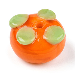 Handmade Lampwork Beads, Persimmon, Dark Orange, 15x10mm, Hole: 1.8mm