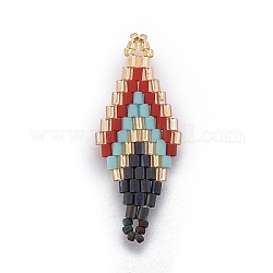 Miyuki & toho link di perline giapponesi fatti a mano, modello telaio, rombo, colorato, 32.5~33x12.5~13.5x1.7mm, Foro: 1.2~1.5 mm