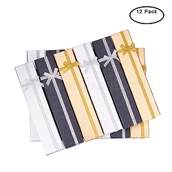 Cajas de pulsera de cartón rectángulo benecreat, con esponja dentro y satén bowknots cinta, color mezclado, 20x4.1x2.4 cm