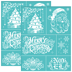 Olycraft 2 Uds. Plantillas de serigrafía navideña de 8.6x11 pulgadas, plantillas de serigrafía de copo de nieve de Papá Noel, plantilla autoadhesiva de árbol de Navidad, transferencia de malla de Feliz Navidad para pintar sobre madera