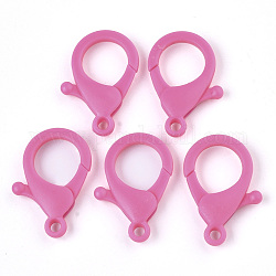 Plastic Lobster Claw Clasps, Hot Pink, 35x24.5x6mm, Hole: 3mm
