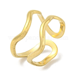 304 anello a polsino aperto in acciaio inossidabile, onda, oro, misura degli stati uniti 7 1/4 (17.5mm)
