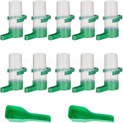 No Drip Small Animal Water Bottle and Plastic Pet Food Scoops, for Small Pet/Bunny/Ferret/Hamster/Guinea Pig/Rabbit, Green, 44.5~70x38x32.5x8~28x72mm, Capacity: 60ml