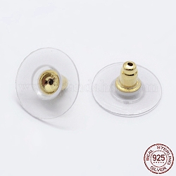 925 plata esterlina tuercas de oreja, con 925 sello, dorado, 6.5x12mm, agujero: 0.8 mm