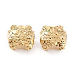 Ion Plating(IP) Brass European Beads, Long-Lasting Plated, Tiger, Real 18K Gold Plated, 16x16.5x9mm, Hole: 4.5mm