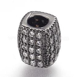 Brass Micro Pave Cubic Zirconia Beads, Cuboid
, Gunmetal, 7x6x6mm, Hole: 2.5mm