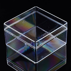 Behälter aus Polystyrol-Kunststoffperlen, Viereck, Transparent, 10.5x10.5x6 cm