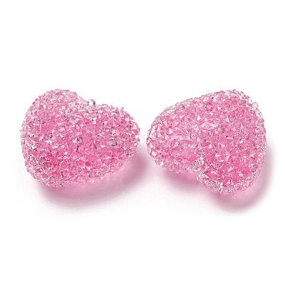 Perles de strass en résine en forme de cœur drusy&nbsp;RESI-C038-01D-1