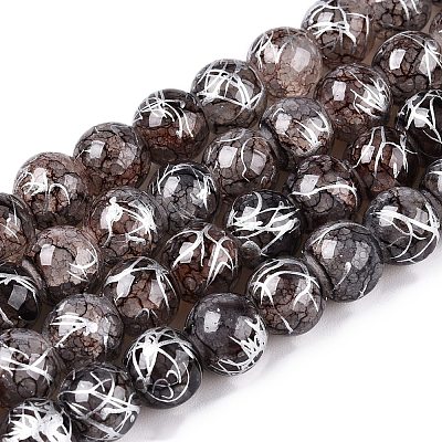 Perles de verre craquelé drawbench brins&nbsp;GLAA-N006-8mm-01-1