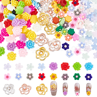 Wholesale CHGCRAFT 215pcs 5Styles Resin Flower Nail Art Decoration