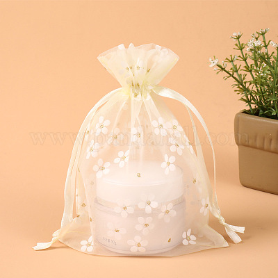 Rectangle organza sacs à cordon&nbsp;CON-PW0001-062A-02-1
