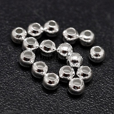 925 Sterling Silver Beads, Seamless Round Beads, Silver, 3mm, Hole:  1~1.2mm, about 377pcs/20g