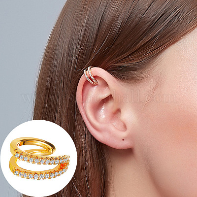 Laiton strass manchette boucles d'oreilles&nbsp;WGCA6F2-07-1