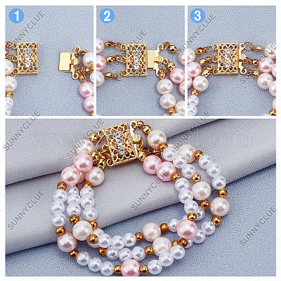 Wholesale SUNNYCLUE 6 Sets 2 Colors 3-Strand 6-Hole Brass Filigree Box  Clasps 