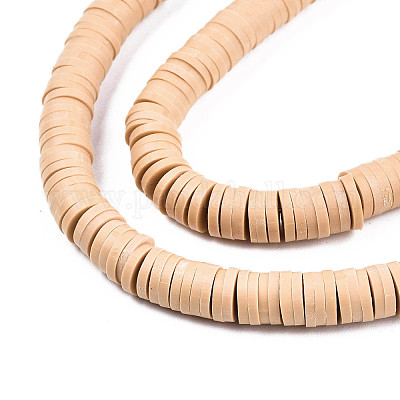 Flache runde handgemachte Polymer Clay Perle Spacer&nbsp;X-CLAY-R067-4.0mm-37-1